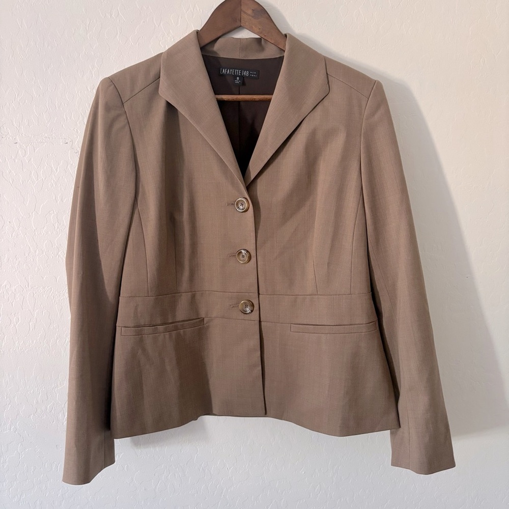 Lafayette‎ 148 Women's Tan Wool Blazer Size 10